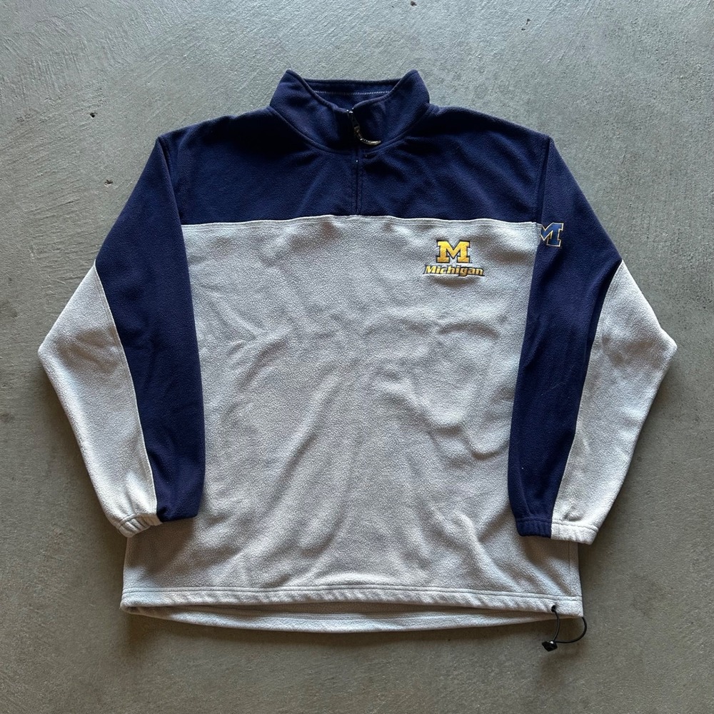 Vintage 90s Michigan Wolverines 1/4 Zip Sweatshirt Size XXL Gray Fleece NCAA